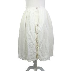 Vintage 80s Condor Cream A-Line Full Button Front Midi Skirt XS
